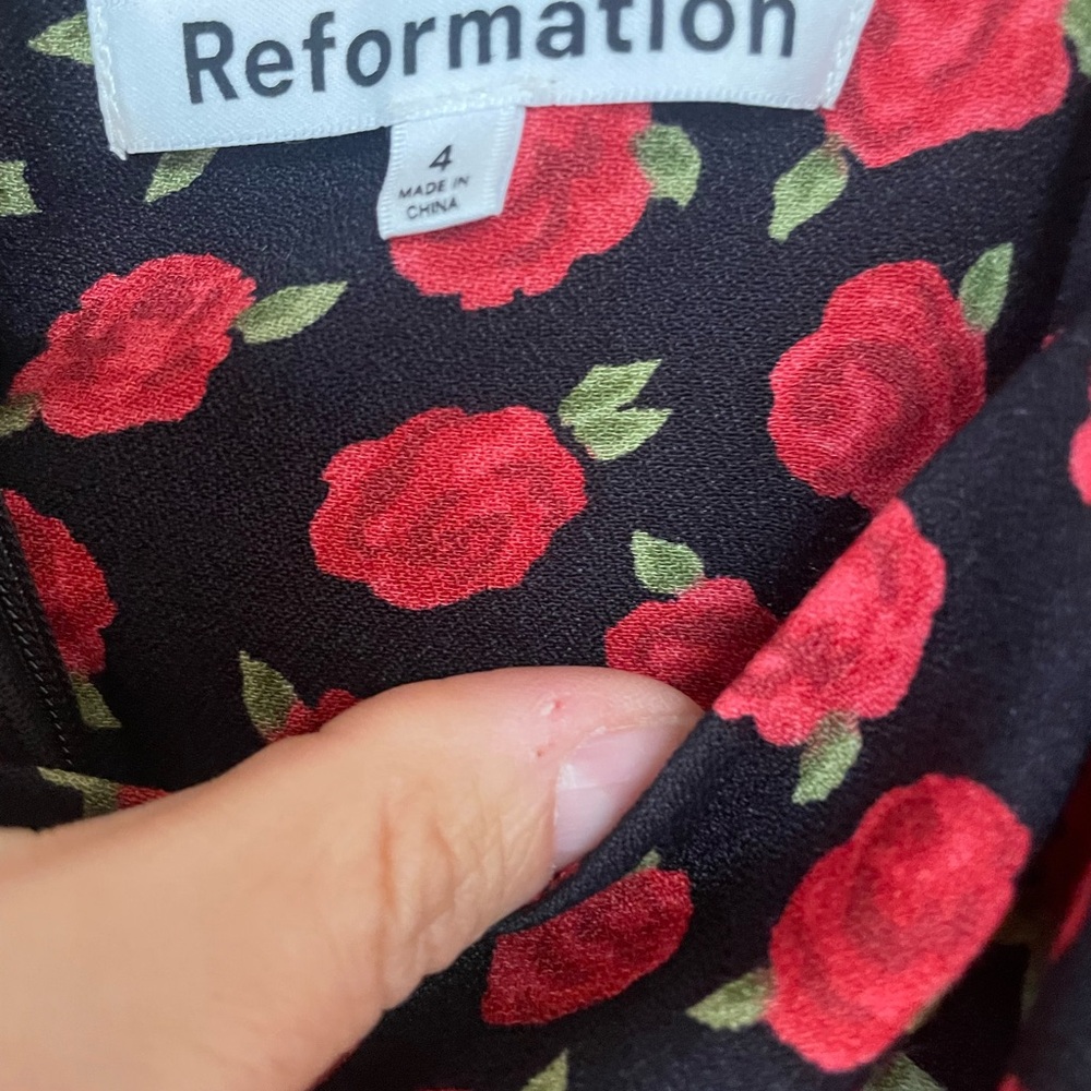 Reformation Black and Red Floral Midi Dress - Picture 3 of 3